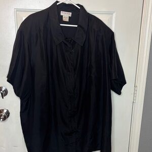 Vintage Venezia Silk Women's Black Button Down Shirt